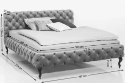 Bett Desire Velvet Silbergrau 180x200 cm