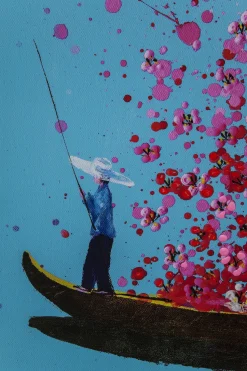 Bild Touched Flower Boat Blau Pink 120x160cm