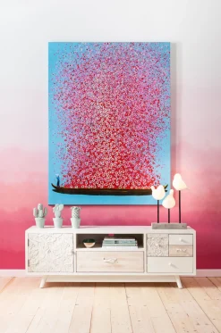 Bild Touched Flower Boat Blau Pink 120x160cm