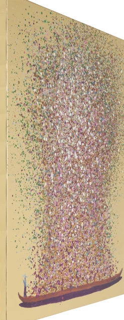 Bild Touched Flower Boat Gold Pink 120x160cm