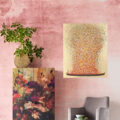 Bild Touched Flower Boat Gold Rot 80x100cm