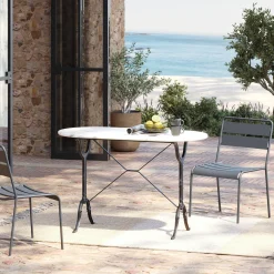 Bistrotisch Kaffeehaus Oval Weiß 120x60cm