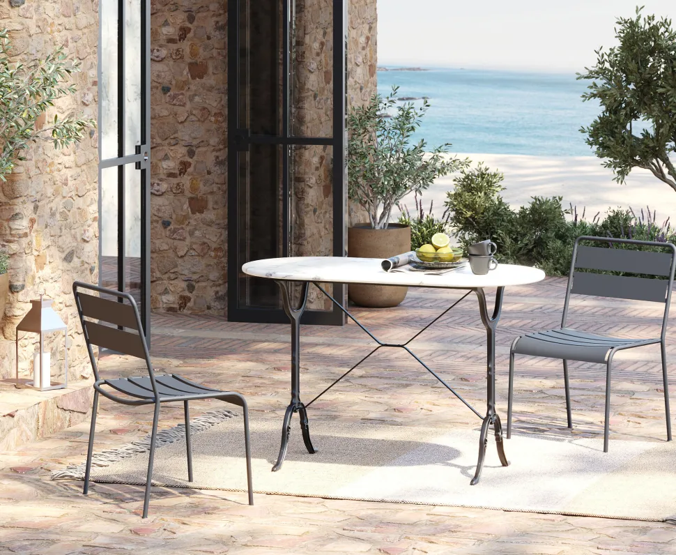 Bistrotisch Kaffeehaus Oval Weiß 120x60cm