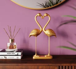Deko Figur Flamingo Love Gold 39cm