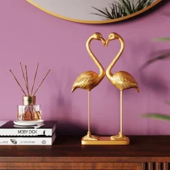Deko Figur Flamingo Love Gold 39cm