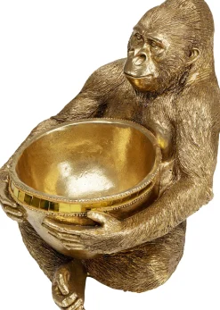 Deko Figur Gorilla Holding Bowl Gold 41cm