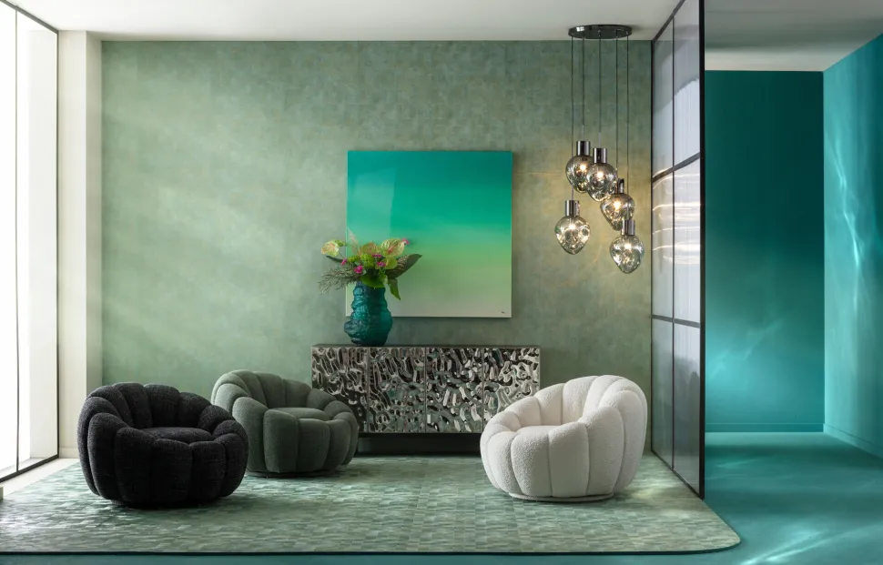 Drehsessel Peppo Bloom Melange Grün