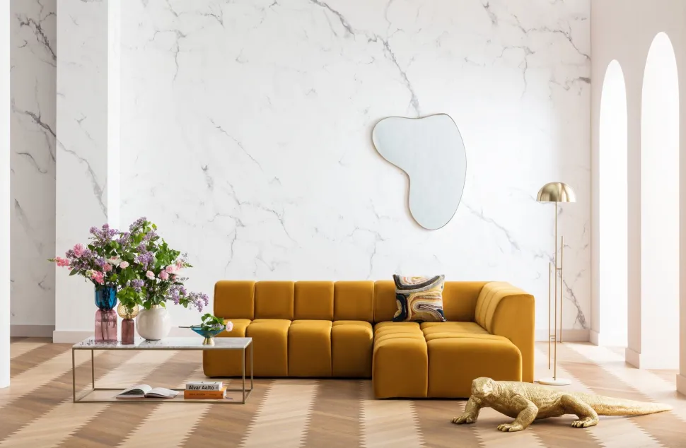 Ecksofa Belami Velvet Amber Rechts