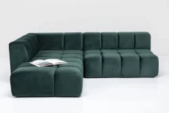 Ecksofa Belami Velvet Dunkelgrün Links 265cm