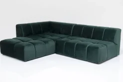 Ecksofa Belami Velvet Dunkelgrün Links 265cm