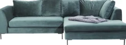 Ecksofa Gianni Velvet Dunkelgrün Rechts Schwarz
