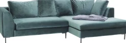 Ecksofa Gianni Velvet Dunkelgrün Rechts Schwarz