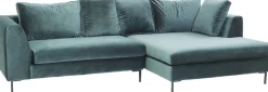 Ecksofa Gianni Velvet Dunkelgrün Rechts Schwarz