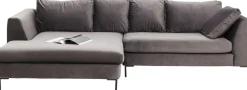 Ecksofa Gianni Velvet Grau Links Schwarz