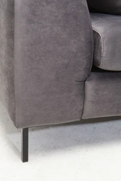 Ecksofa Gianni Velvet Grau Rechts Schwarz