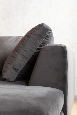 Ecksofa Gianni Velvet Grau Rechts Schwarz