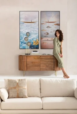 Gerahmtes Bild Cloud Boat 60x120cm