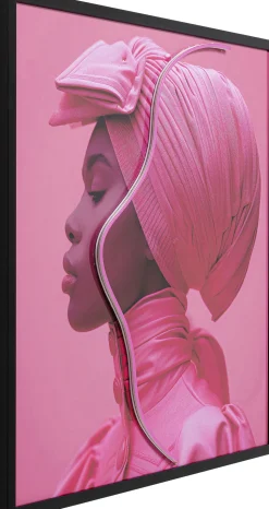 Gerahmtes Bild Pink Woman LED 80x80cm