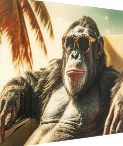 Glasbild Holiday Monkey 80x60cm