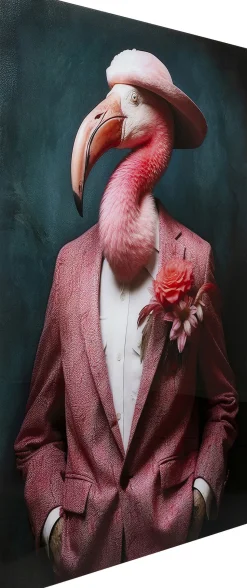 Glasbild Mister Flamingo 120x160cm