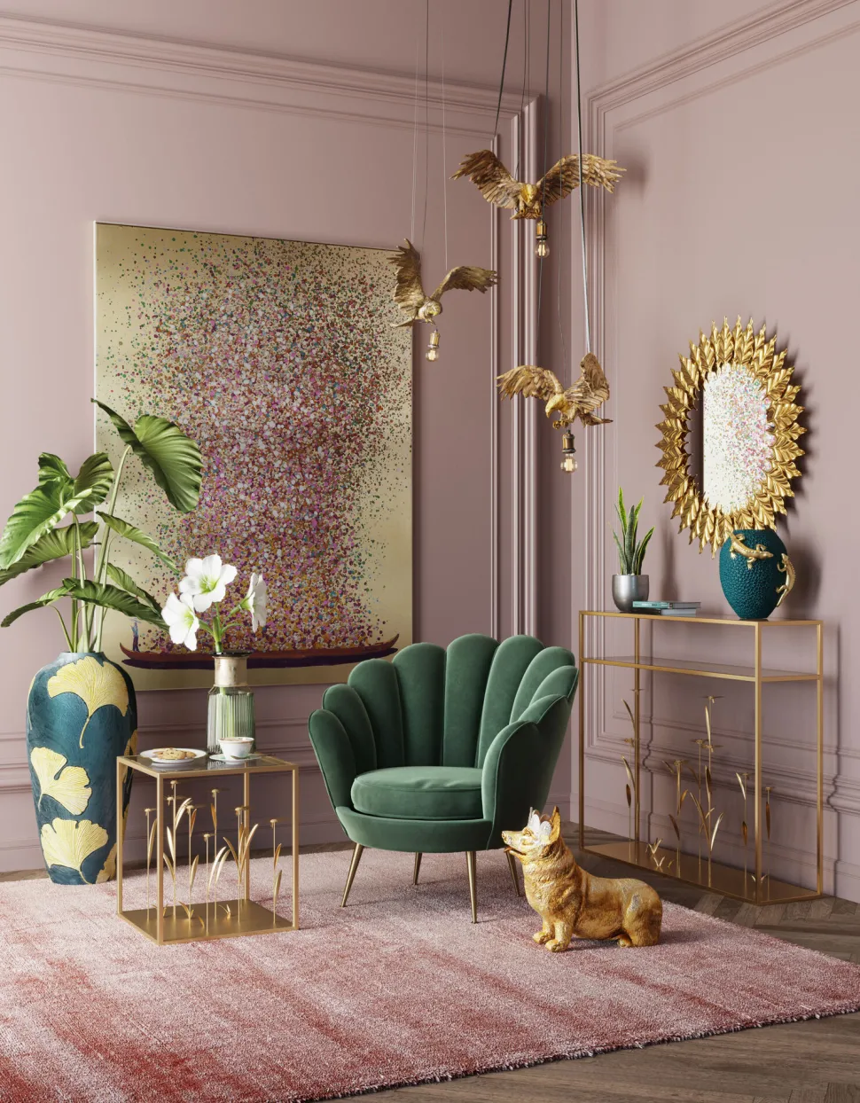 Hängeleuchte Animal Owl Gold 60cm