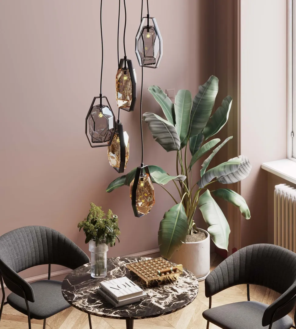 Hängeleuchte Diamond Fever Spiral Schwarz Ø42cm