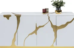 Sideboard Cracked Weiß Gold 165x80cm
