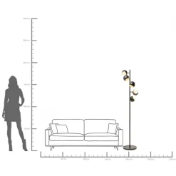 Stehleuchte Calotta Schwarz 5er 180cm