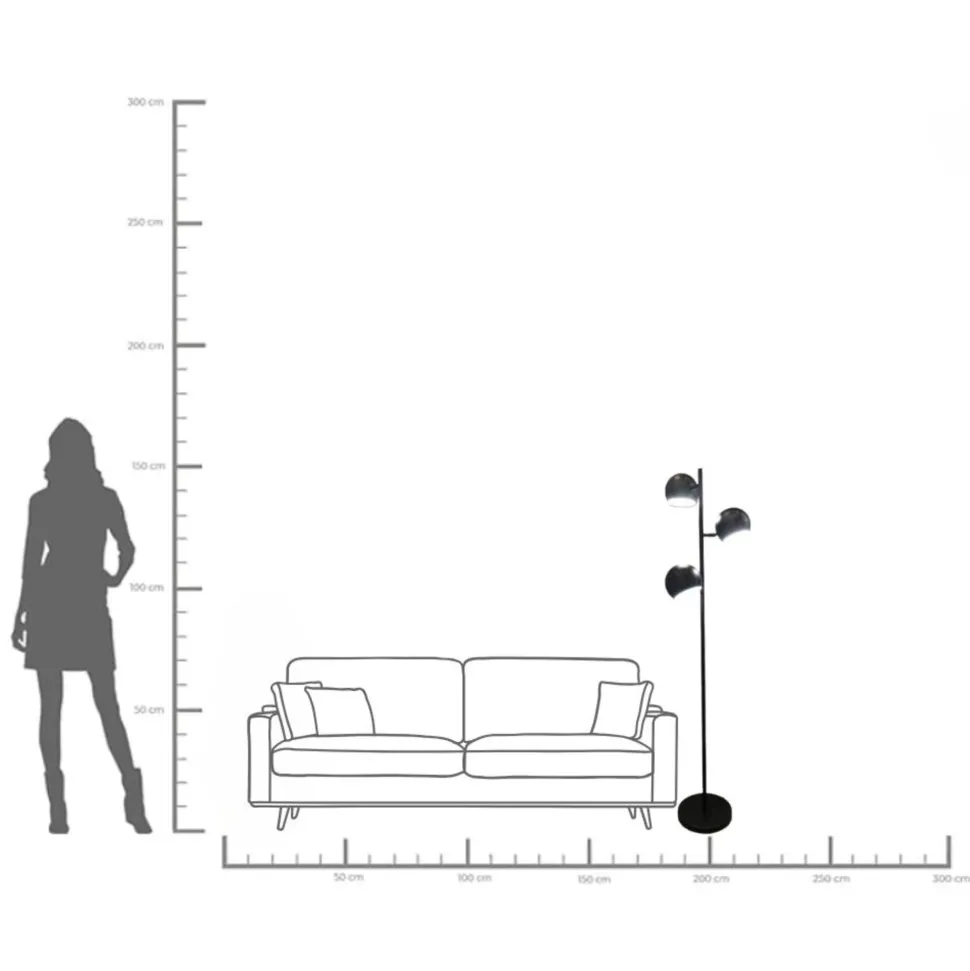 Stehleuchte Calotta Schwarz 3er 151cm