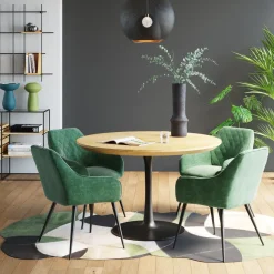 Tisch Invitation Set Eiche Schwarz Ø120cm