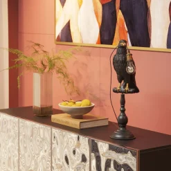 Tischleuchte Animal Sitting Crow Matt Schwarz 61cm