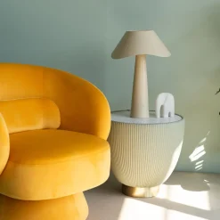 Tischleuchte Cloudy Rund Ecru 49cm