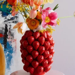 Vase Strawberries Rot 30cm
