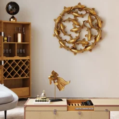 Wandobjekt School of Koi Gold Ø102cm