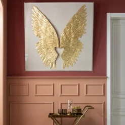 Wandschmuck Wings Gold-Weiß 120x120cm