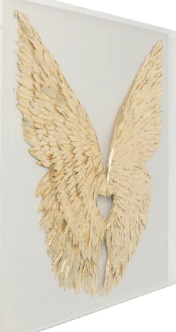 Wandschmuck Wings Gold-Weiß 120x120cm