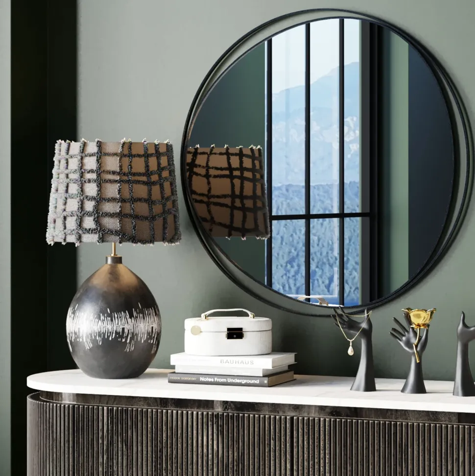 Wandspiegel Bonita Schwarz Ø80cm