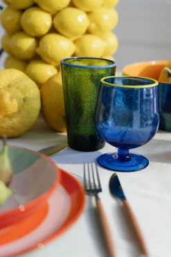 Wasserglas Bubbles Grün 14cm