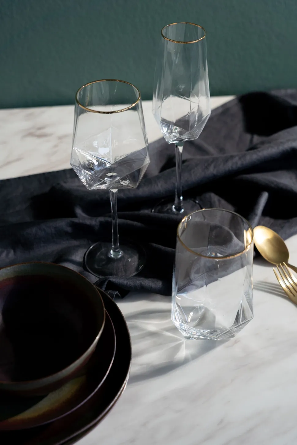 Weinglas Diamond Gold Rim